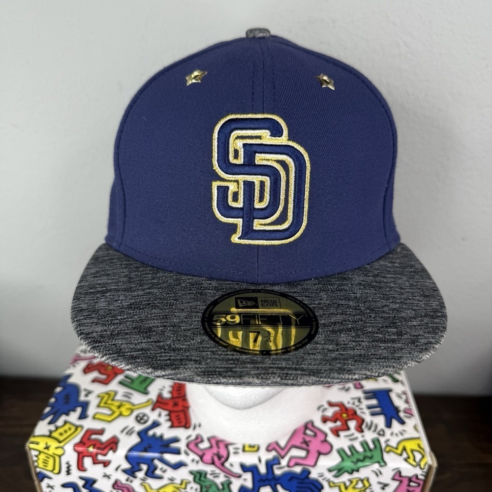 San Diego Padres 2016 All Star Game Hat New Era Navy Gray Star Grommets 7 1/4 - Picture 2 of 9